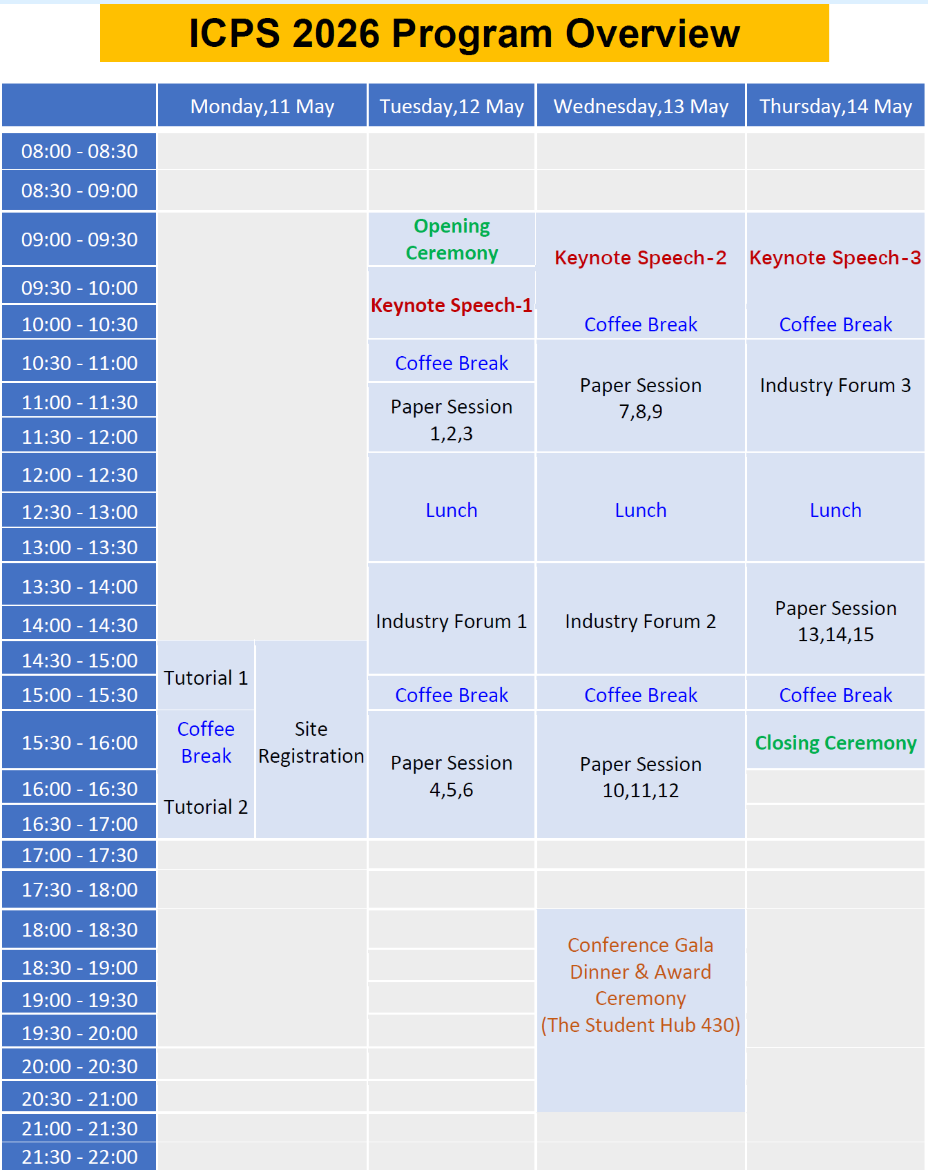 ICPS 2026 Program at a Glance
